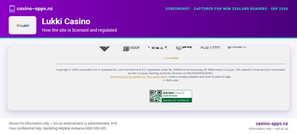 Lukki Casino licensing and regulatory details, reviewed for New Zealand players (September 2026)