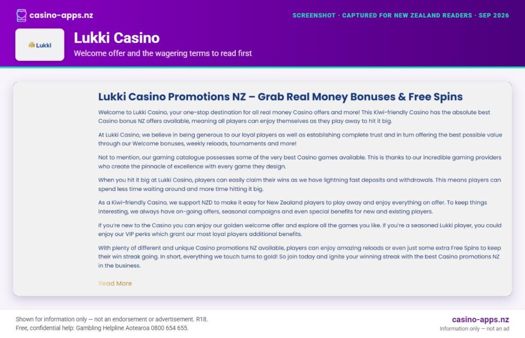 Lukki Casino welcome bonus and wagering terms, explained for New Zealand players (September 2026)