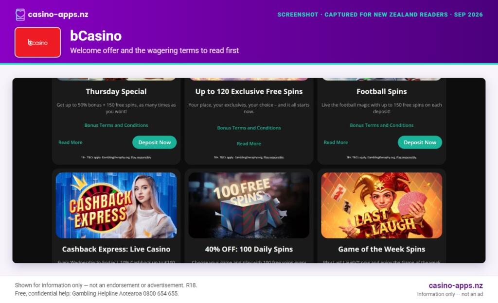 bCasino welcome bonus and wagering terms, explained for New Zealand players (September 2026)