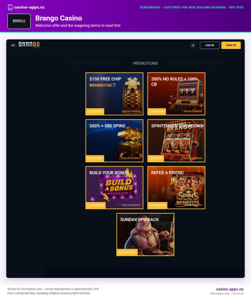 Brango Casino welcome bonus and wagering terms, explained for New Zealand players (September 2026)