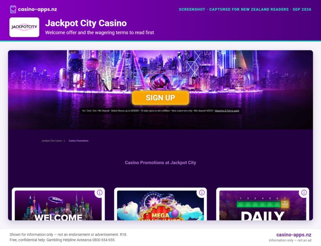 Jackpot City Casino welcome bonus and wagering terms, explained for New Zealand players (September 2026)